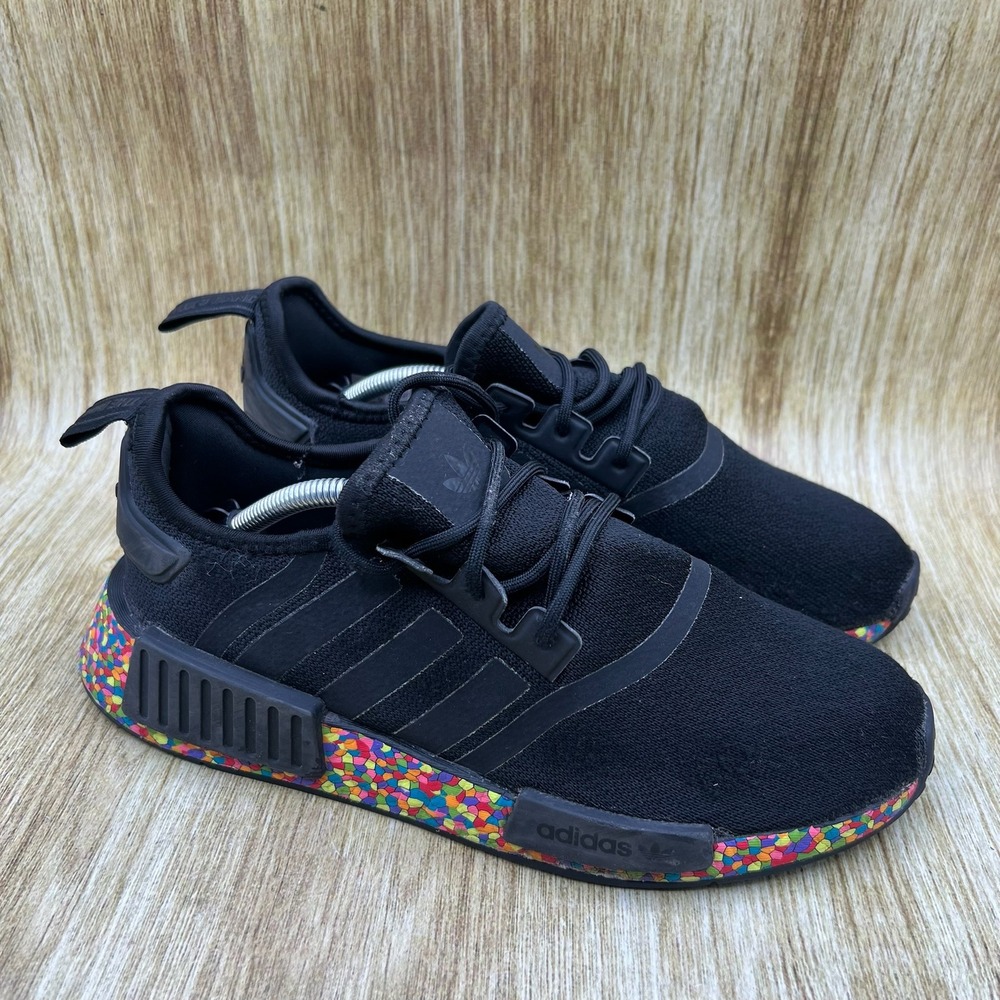 Adidas NMD R1 Men's Size 7 Black Multi-Color Mosaic Sneakers Shoes HP2053